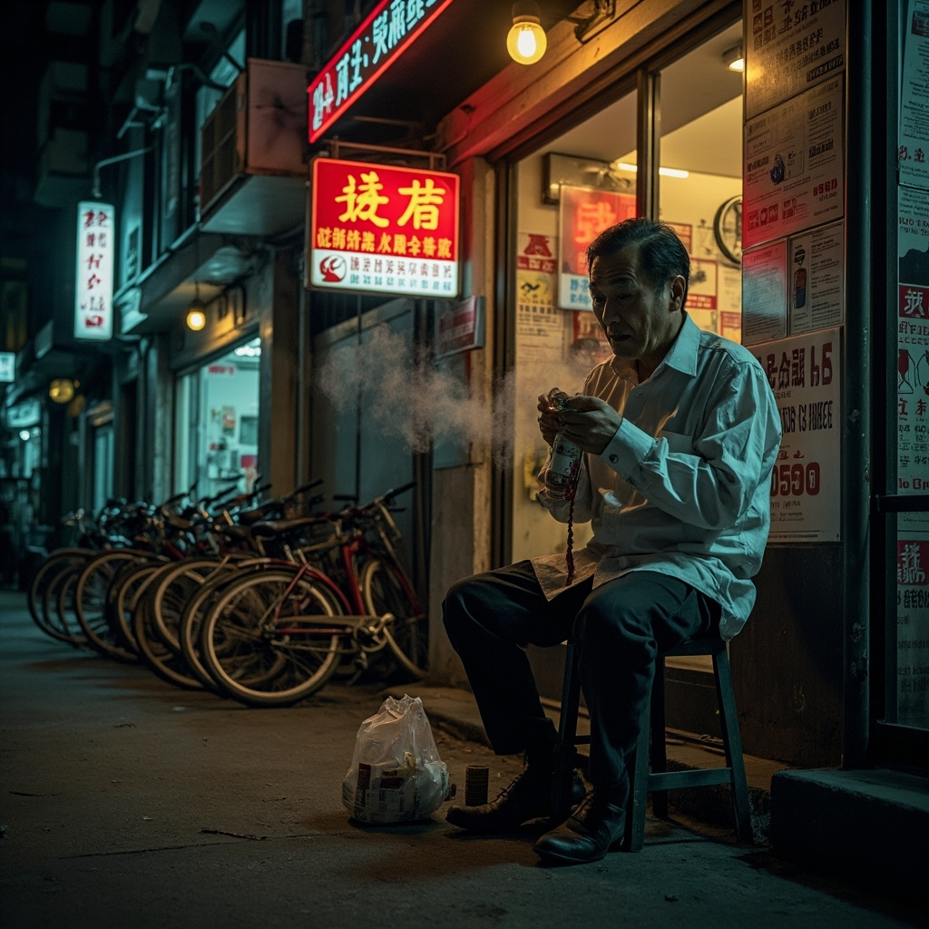 塑料凳上的热汤面